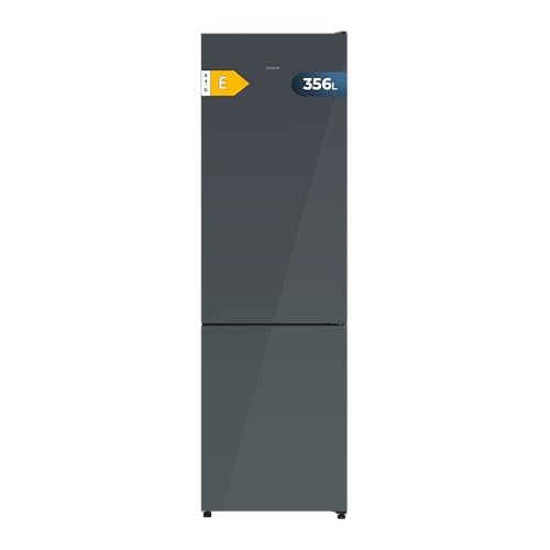 Cecotec Frigorífico Combi Bolero CoolMarket Combi 356i Grey Glass E. 200cm de Alto, 59,5 cm de Ancho, Clase E, Tecnología Multi Airflow, FreshnessFlex y HumidityFlex HUB, Inox