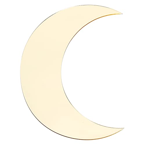 petjoyful Etiqueta de la Pared del Espejo en Forma de Luna Etiqueta de Fondo Decorativa acrílica para el Pasillo de la Oficina en casa (Oro)