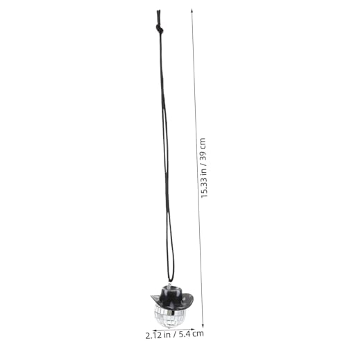 Colgante de bola espejada Gatuida con forma de sombrero de vaquero, accesorio para espejo de auto, llavero o colgante para teléfono, decoración para fiestas y discotecas miniatura 2