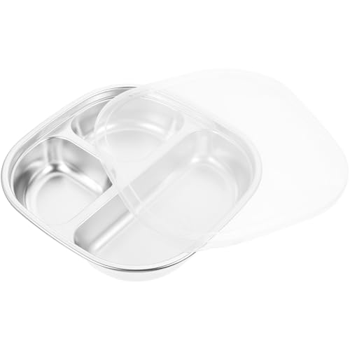 BESTonZON ステンレススチール仕切り皿 食品グレード耐久ランチディナートレイ キャンプ 学校 食堂用割コンパートメント付き皿 再利用可能