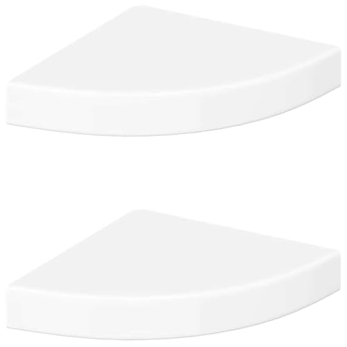 vidaXL 2X Etagères d'angle Flottantes Etagères Murales Bibliothèque Supports Panneaux Muraux Salon Chambre Intérieur Blanc Brillant 25x25x3,8 cm MDF