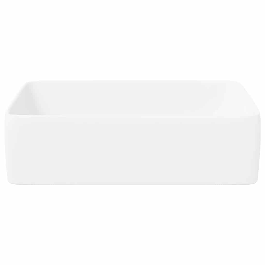 vidaXL Lavabo Rectangular, Lavamanos para Encimera, Fregadero Rectangular, Lavabo para Baño Aseo Tocador, Cerámica Blanco 48x37x13 cm
