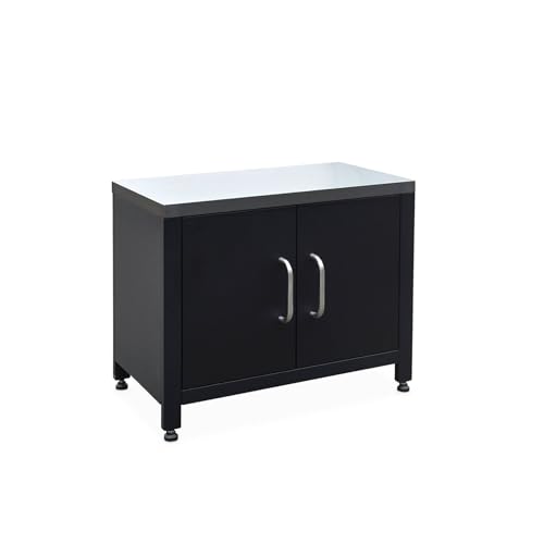 sweeek - Cocina exterior de acero, 80cm, Grimaud, Negro, 52.5x80x69 cm