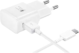 Fast Charge EP-TA200 15W 2A Original Fast Charge Charger + USB Type C Cable for Samsung Galaxy S8 S9 S10 Note 8 9 (White)