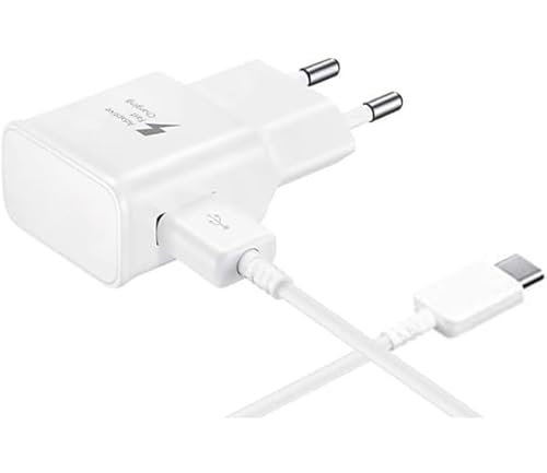 Schnellladegerät EP-TA200 15 W 2 A Original + USB-Kabel Typ C, für Samsung Galaxy S8 S9 S10 Note 8 9 (weiß)