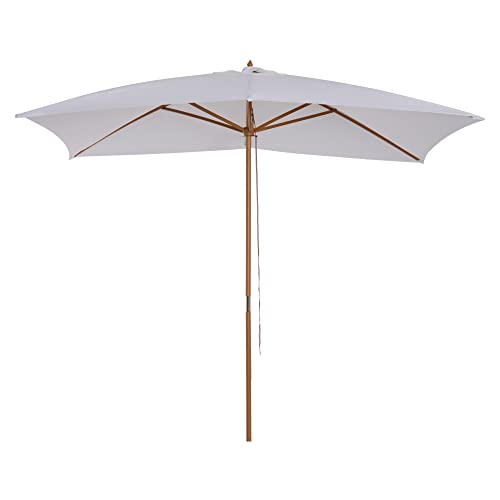 Outsunny Parasol droit rectangulaire de jardin grande taille dim. 3L x 2l x 2,5H m blanc