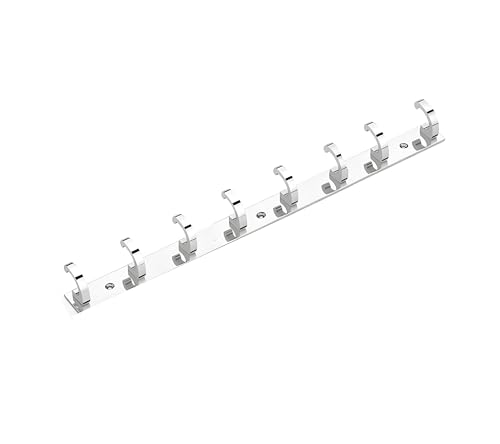 Image of Heavy Duty C Type Stainless Steel Cloth Hanger Suitable for Bathroom Bedroom Kitchen Wall Hook Rail Hanging Scarf Coat Keys Tie, Towel Door Robe (8 Pin CP, Pack of 1)