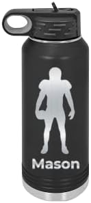 Engraved Water Bottle, Personalized Football Water Bottle, 32oz Etched Water Bottle, Lot's Of Colors