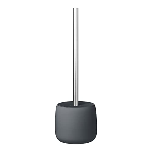 Image of blomus SONO Toilet Plunger with Decorative Holder - Ceramic Soft Touch with Stainless Handle - Modern Design - Magnet (Charcoal)