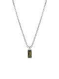 Einzelstück Collar de plata de ley 925 con colgante de piedra verde y chapado en oro de 14 quilates para mujer con circonitas Baguette, sencillo para mujeres y niñas (Sage), Filigran, Plata esterlina
