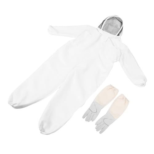 FUNOMOCYA Atmungsaktiver Imkeranzug mit Handschuhen Dicke Bienenschutzkleidung Voll Belüfteter Schutzanzug für Professionelle Bienenzucht Ganzkörper Schutzausrüstung für Imker Exportqualität