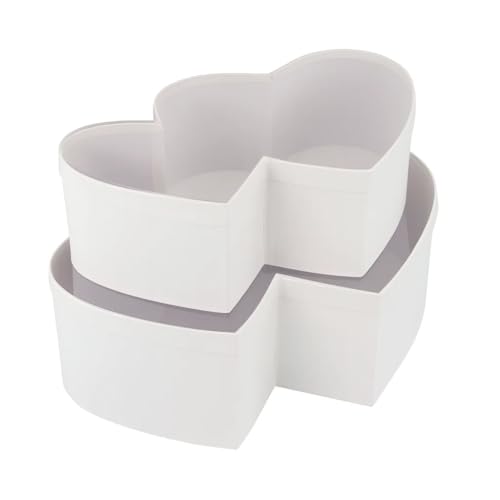 Image of Oasis Pack of 2 Double Heart Shaped Gift & Flower Hamper Boxes With Clear Lid | Classic Bouquet Box for Flower Arrangements & Gift Hampers | Decorative Gift Packaging Box - White Twin Lux Heart