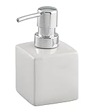 WENKO Seifenspender Square White - Flüssigseifen-Spender, Spülmittel-Spender Fassungsvermögen: 0.245 l, Keramik, 7 x 13 x 7 cm, Weiß