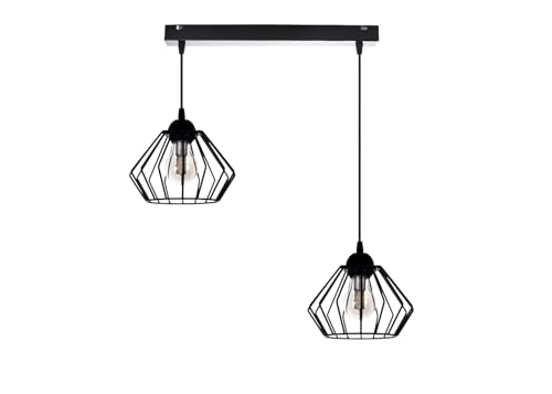 KAR LIGHTING Pendelleuchte 2-flammig aus Metall in Schwarz, höhenverstellbar | E27 Fassung | LED geeignet | Hängelampe für Wohnzimmer, Esszimmer, Küche, Büro oder Schlafzimmer