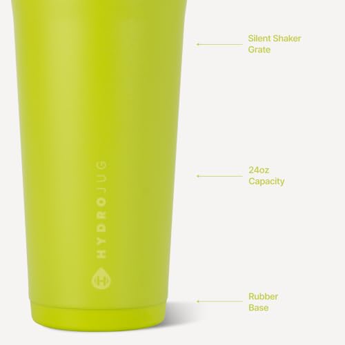 Image of HydroJug 24 oz New Stainless Steel Shaker - Insulated, Leakproof, BPA-Free with Silent Mixing Grate - No Clumps, No Noise - Premium Shaker for Fitness, Sports & Everyday Use, Lemon Lime