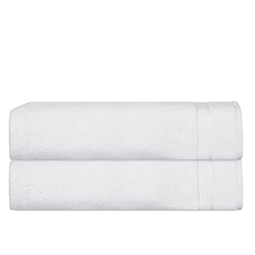Sweet Needle Set di 2 asciugamani da bagno in cotone 600gsm super morbido, Bianco, a doppio strato, forte, assorbente e morbido per il bagno, la doccia e l'uso quotidiano - 150x90cm.