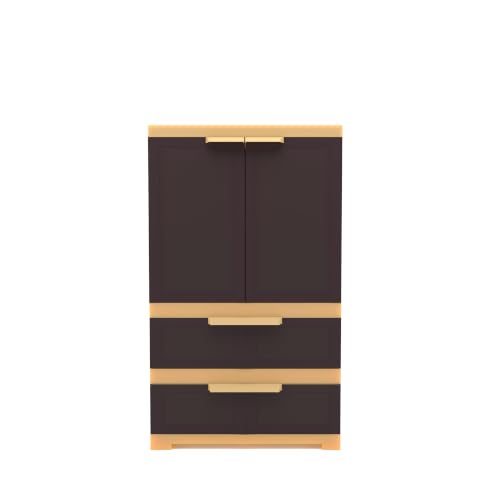Image of Nilkamal Freedom FMDR2BE Plastic Wardrobe for Storage |3-Year Warranty|Clothes Cupboard with Shelves & Utility Drawers|Almirah for Home, Living Room, Bed Room|Adults & Kids|Weather Brown /Biscuit