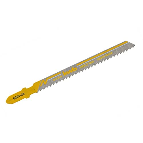 KWB 49620125 Paquete profesional de 5 hojas de sierra de calar para madera, fino, acero al carbono HCS, vástago de leva simple, T101B, p. ej. para Einhell RT-JS 85
