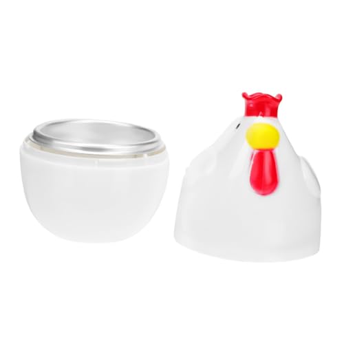 DECORNIJIA Vaporera de Huevos Microondas con Diseño de Pollito Fácil de Usar para Cocina y Recipiente para Huevos al Vapor Blanco