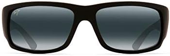 Maui Jim Men's and Women's World Cup Polarized Wrap Sunglasses, Matte Black Rubber/Neutral Grey, Large