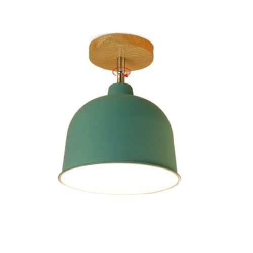 Lámpara de techo giratoria con sombrero creativo de hierro y madera verde para dormitorio