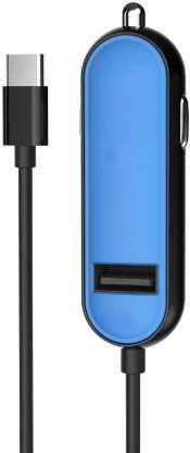 Portronics Car Power 2C POR-855 Car Charger with Type C Cable for iPhones, iPads, Samsung Galaxy Phones or Any Other 5V USB Chargeable Devices (Blue)