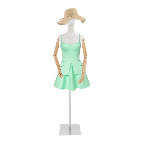 Female Mannequin with 55-80in Height Adjustable, Lady Mannequins with Rotating Head and Flexible Adjustable Arms, Female Mannequin Dress Form Torso for Boutiques, Clothing Stores, Shopping Malls