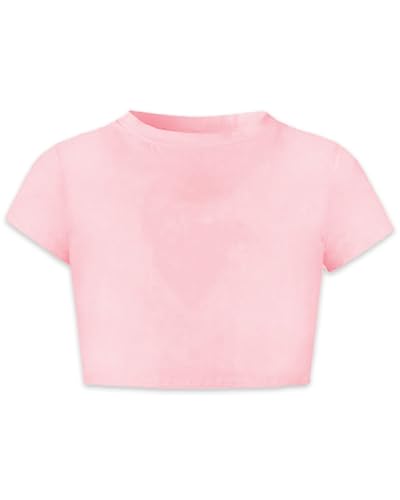 Image of Betusline Girls & Women Basic Summer Short Sleeve Slim Fit T-Shirts Soft Crewneck Crop Y2k Tee Cute Gym Fashion Clothes