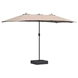 vidaXL Doppelseitiger Sonnenschirm in Taupe 385 x 209 x 244 cm mit Handkurbel, UV-Schutz, wasserabweisend, aus Polyester – Moderner Gartenparasol mit pulverbeschichtetem Metallrahmen, perfekt für den