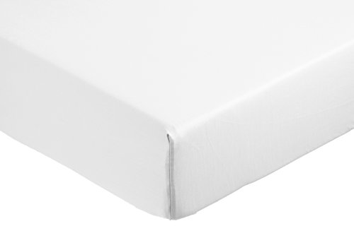 Spannbetttuch, Baumwoll, Satin Fadenzahl 400, knitterarm, 90 x 190 x 30 cm - Weiß