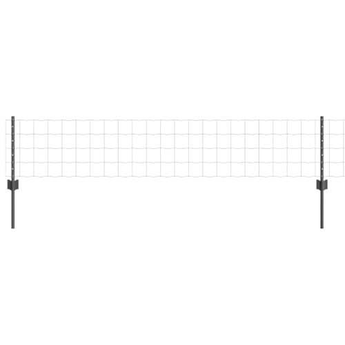 vidaXL Eurozaun Grau 0,4 x 25 m aus Stahl | Robuste, verstellbare Zaunlösung, ideal als Außenumrandung, schnelle Montage nur mit einem Hammer, große Maße, vielseitig als Gartenbarriere einsetzbar