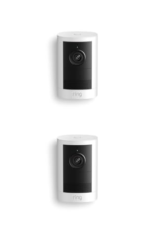 Image of Ring Outdoor Cam, Battery (newest model), Home or business security, Wide-Angle Retinal 2K Video, 6x Enhanced Zoom, Night Vision for true color in low light, 2-Pack, White