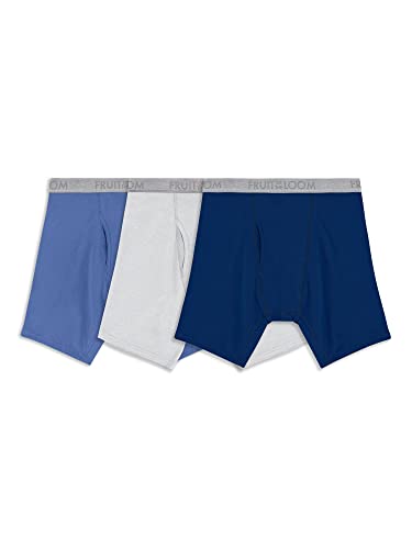 Fruit of the Loom Men's Work Gear with Enhanced Durability & Cooling, Boxer Brief-Coolzone Fly-3 Pack Assorted Blues, Small