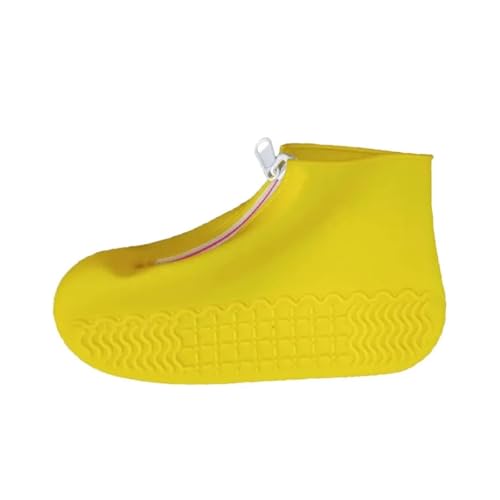 MZSKLW Cubre Zapatos Impermeable 1 par de cubiertas zapatos goma con cremallera, unisex, reutilizables, impermeables, blancas, antideslizantes, silicona, for la lluvia(Yellow,XL)