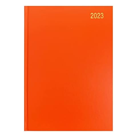 2023 A5 Diary One Day to Page DAP Hardback Casebound Cover Diary Full Saturday & Sunday Page Ribbon Marker Year Planner for Business, Office, Home, Traveling, Appointments (Orange) Cover