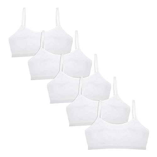 Donella Training Bra for Teen Girls - Cotton Crop Cami for Girls Bralette 5-Pack, Age: 12-15