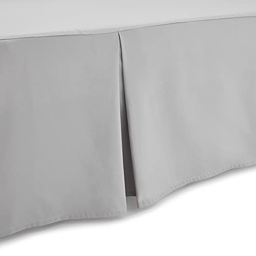 Image of Amazon Basics Lightweight Pleated Bed Skirt, Machine Washable, Wrinkle and Fade Resistant, Full, Light Grey