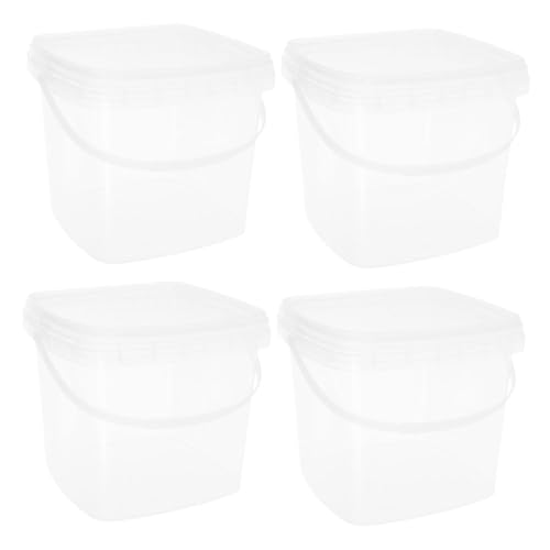 CIYODO 4 piezas Cubos Cuadrados de Plástico Transparente de Alimenticio con Tapa y Asa Reutilizables y Apilables para Almacenamiento de Alimentos Snacks y Congelados Diseño Compacto y