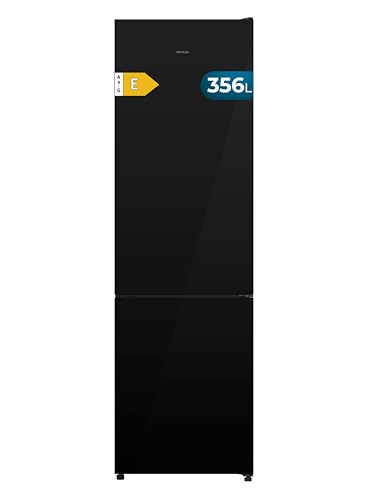 Cecotec Frigorífico Combi 356L Bolero CoolMarket Combi 356i Black Glass E. 200cm de Alto, 59,5 cm de Ancho, Clase E, Tecnología Multi Airflow, FreshnessFlex y HumidityFlex HUB