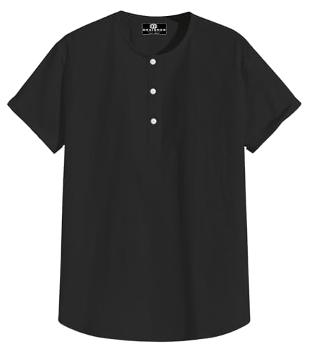 Image of Men's White Cotton Half Sleeve Kurta with Mandarin Collar, Urban Style for Summer Wear Kurta-24