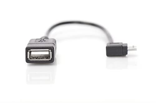 DIGITUS USB 2.0 Adapter-Kabel - 0.15 m - USB Micro B (St) zu USB A (Bu) - 480 Mbit/s - USB-Adapter - Schwarz