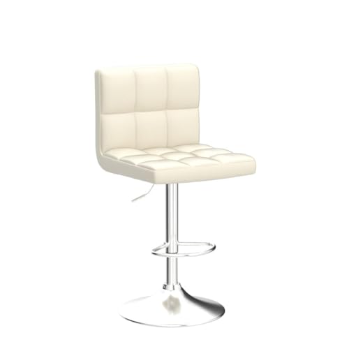 Yaheetech Bar Stools Set of 4, PU Leather Swivel Barstools, Height Adjustable Counter Chairs, Modern Stools with Back for Bar Kitchen Island Dining Room, 4pcs, Beige