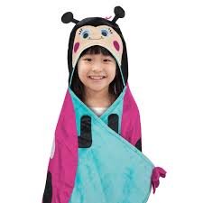 Best Brands Character Hooded Throw 27 in X 52 in (Black Ladybug)