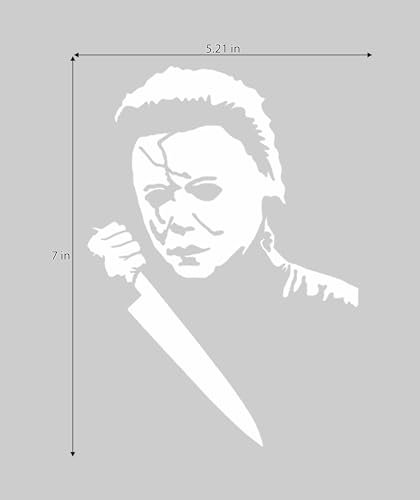 Image of Michael Myers Halloween Creepy Horror Sticker for Car Window Laptop Skateboard Bumper Motorcycle 7.0 x 5.0 Inch White