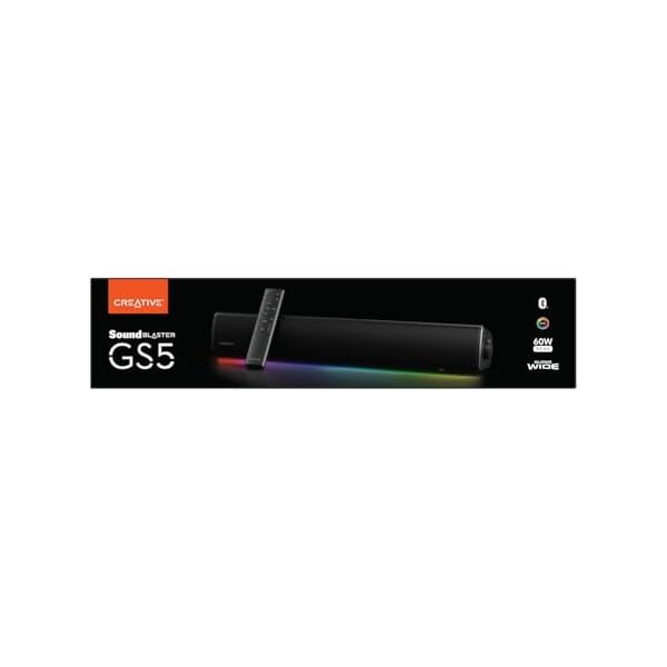 CREATIVE Sound Blaster GS5 RGB Gaming Soundbar with SuperWide technology, Powered via Adapter, Up to 60W Peak Power, Bluetooth 5.4, Optical-in, Headphone-out port, For PC and TV - Image 8