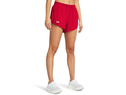 Under Armour Womens Fly By 3 Inch Unlined Shorts Red/Red/White 3X-Large,