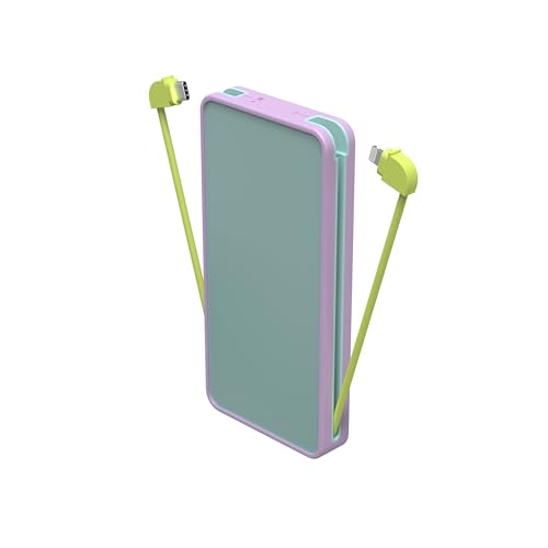 Image of ZAGG mophie Powerstation Plus Power Bank, 10,000mAh Portable Battery, Two Integerated Cables, LED Indicator, Triple Fast Charging for iPhone, iPad, USB-C & Lightning Devices (Blue/Purple)