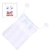 Mesh Bathroom Toy Storage Bag with 3 Pockets & Hanging Hooks – Spacious 52x45 cm Polyester Net Organizer for Baby Bath Toys, Towel Rack or Wall Mount, White