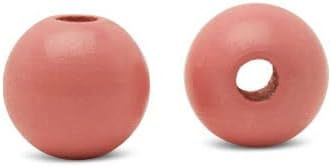 Pink Wooden Beads Round, 1/2 Inch, 3mm Hole, Pack of 50 Small Colored Beads for Crafts, Jewelry, Garlands, Spacers, and Macrame, by Woodpeckers
