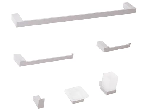 Conjunto de 6 Accesorios de baño Minimalista de Aluminio con Vaso y jabonera Plateado Tumaco